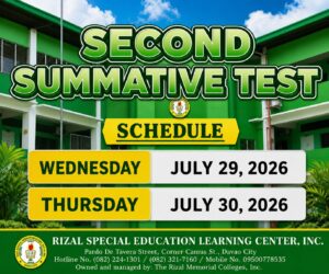 SECOND SUMMATIVE TEST SCHEDULE
